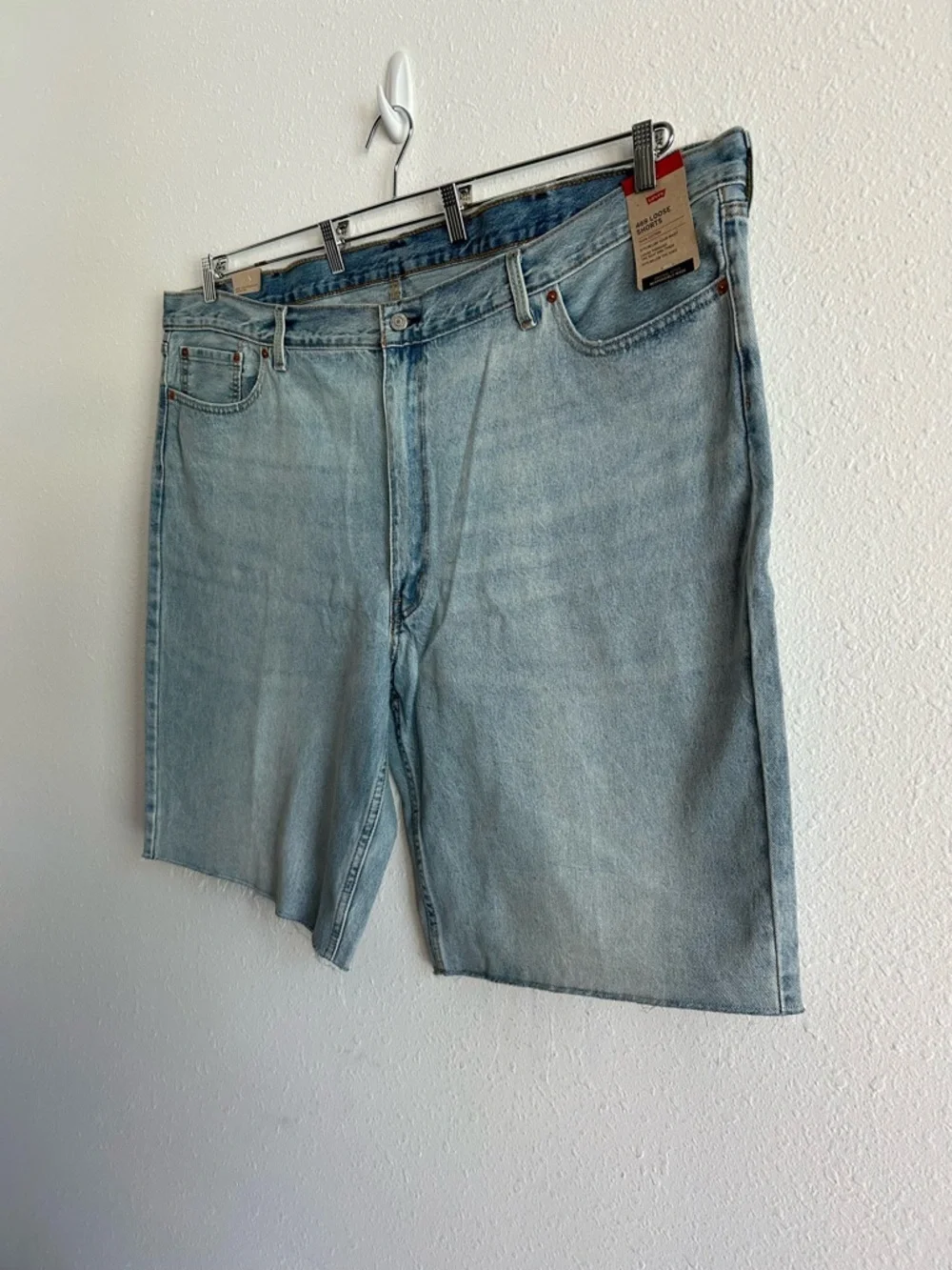 Levi's 469 Denim Shorts Big Men's Size 52 Blue Loose Fit Cotton Raw Hem